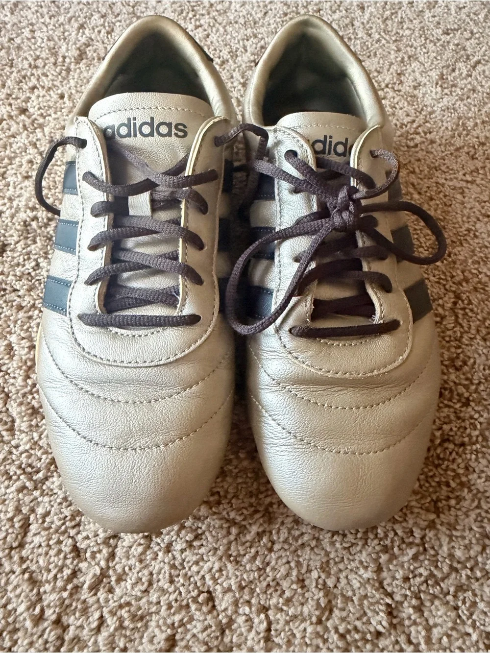 adidas  Metallic Gold Sneakers with Black Stripes